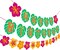 Hawaiian Party Happy Birthday Banner for Tropical Luau Party Palm Leaf Decorations